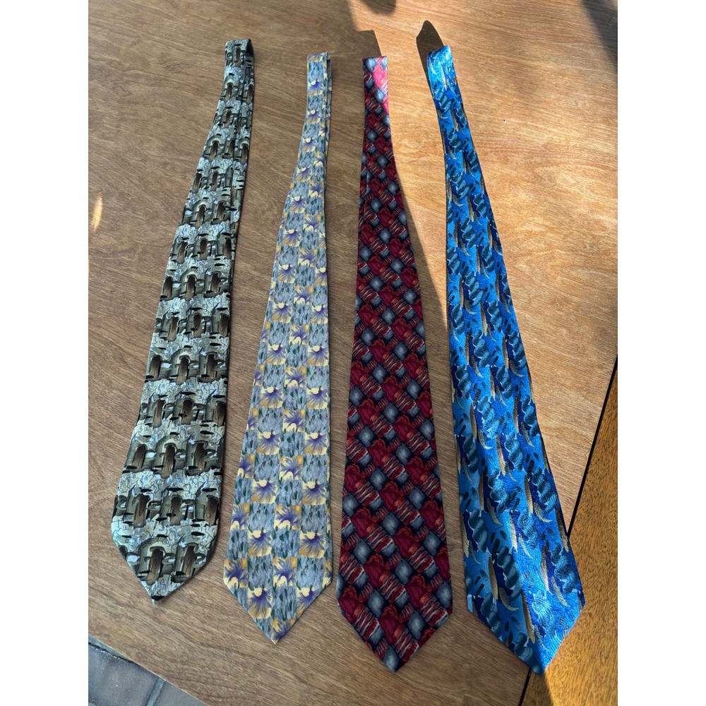Lot of 4 J Garcia Silk Ties Grateful Dead Art Collection Abstract Neckties Men